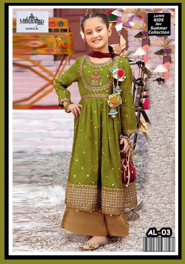 Un-Stiched Maira Kids Lawn 3PC Suit 3