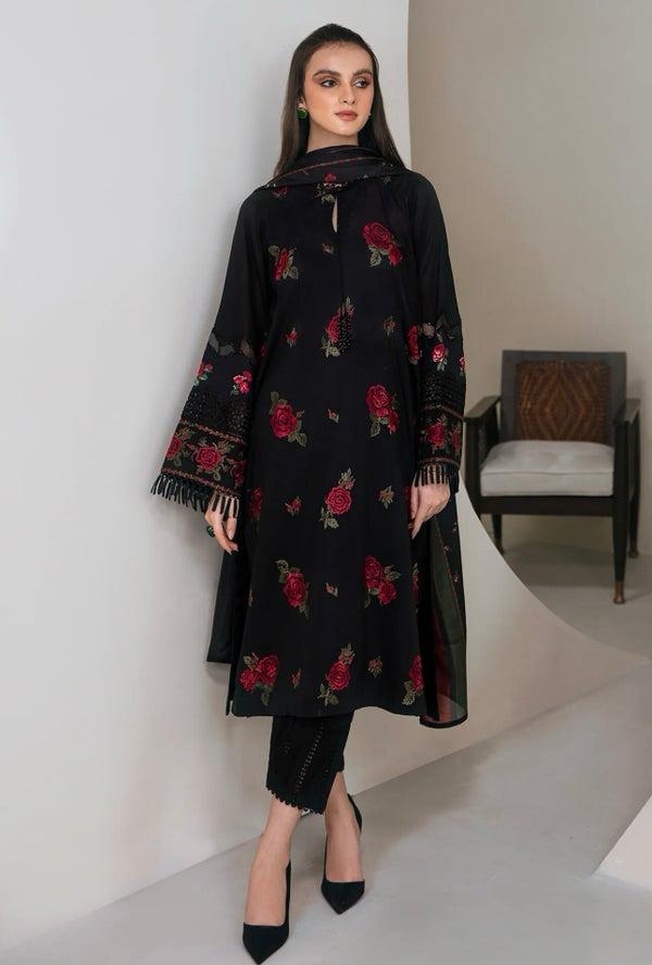 URGE Black Lawn 3PC Embroidered - Design 1 | Summer's Muharram Collection