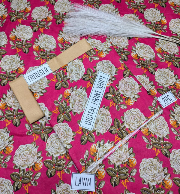BONANZA Lawn 2PC Printed Suit - Design 15