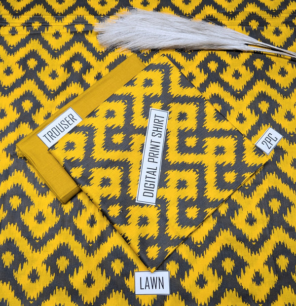 BONANZA Lawn 2PC Printed Suit - Design 3