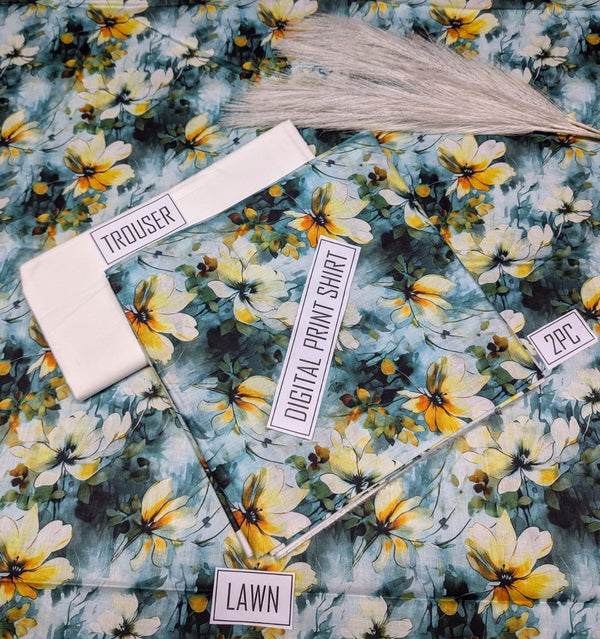 BONANZA Lawn 2PC Printed Suit - Design 32