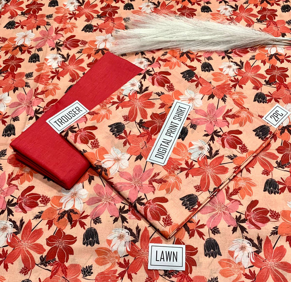 BONANZA Lawn 2PC Printed Suit - Design 9