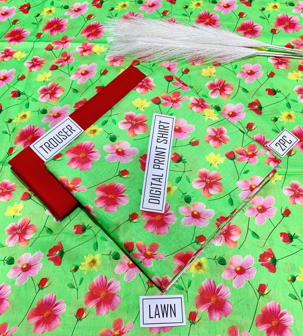 BONANZA Lawn 2PC Printed Suit - Design 140