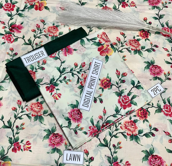 BONANZA Lawn 2PC Printed Suit - Design 167