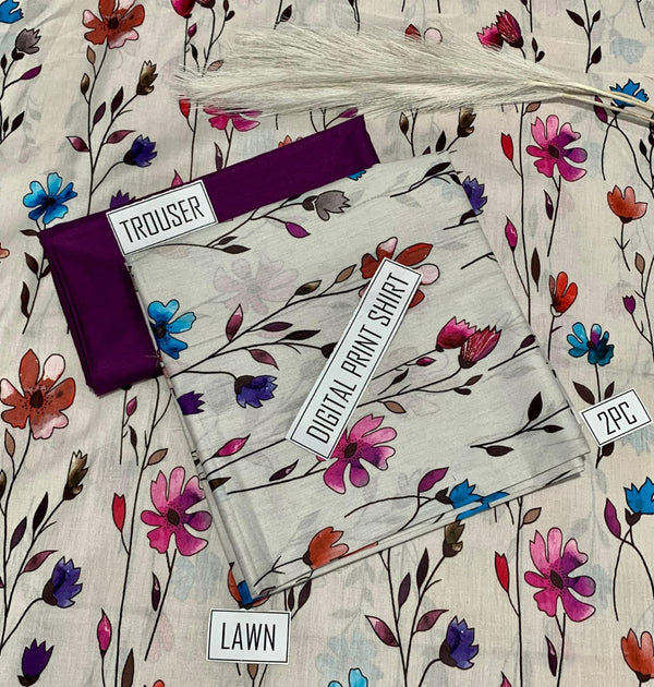 BONANZA Lawn 2PC Printed Suit - Design 142
