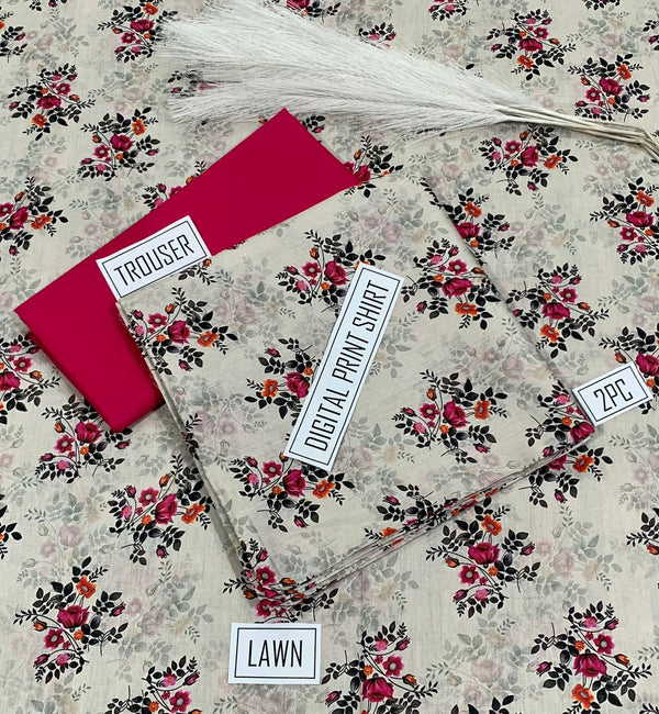 BONANZA Lawn 2PC Printed Suit - Design 96