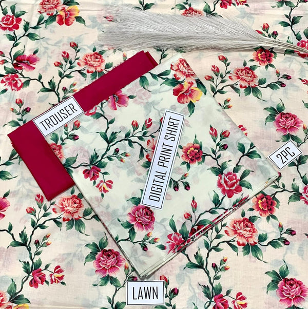BONANZA Lawn 2PC Printed Suit - Design 131