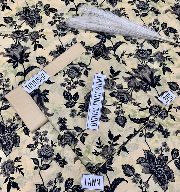 BONANZA Lawn 2PC Printed Suit - Design 102