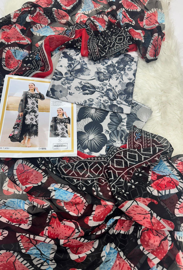 MARIA.B 3pc Lawn Collection with Chiffon Dupatta