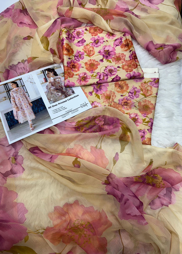 MARIA.B 3pc Lawn Collection with Chiffon Dupatta