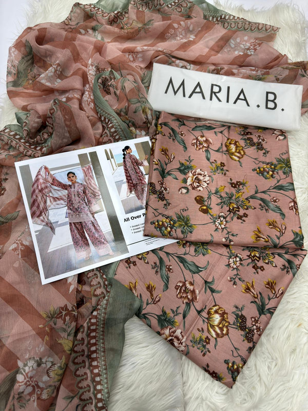 MARIA.B 3pc Lawn Collection with Chiffon Dupatta