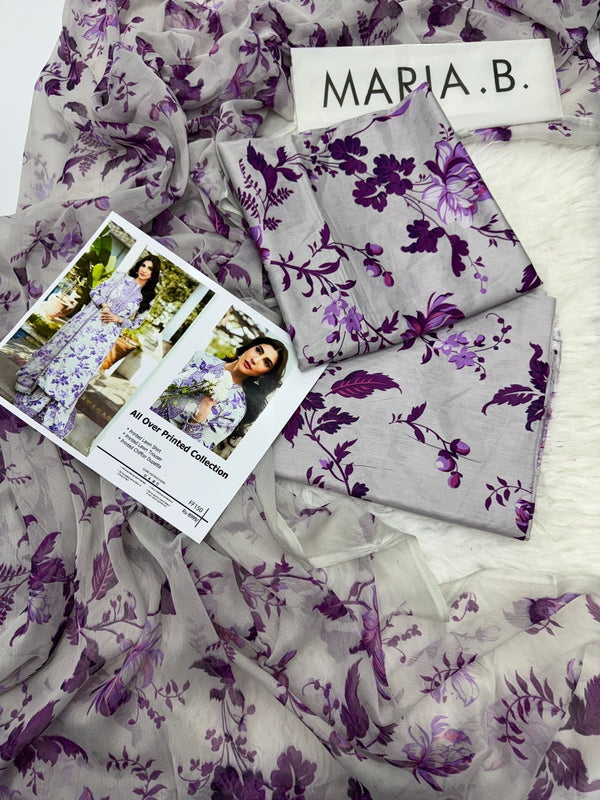 MARIA.B 3pc Lawn Collection with Chiffon Dupatta