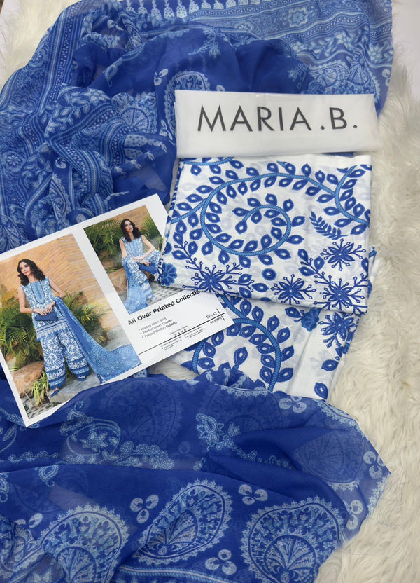 MARIA.B 3pc Lawn Collection with Chiffon Dupatta