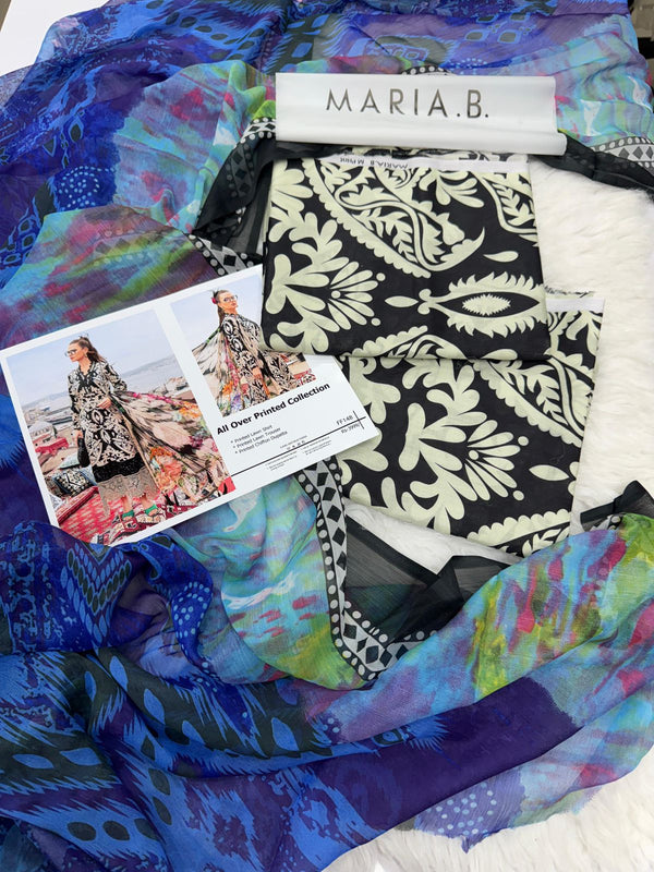 MARIA.B 3pc Lawn Collection with Chiffon Dupatta