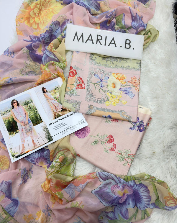 MARIA.B 3pc Lawn Collection with Chiffon Dupatta