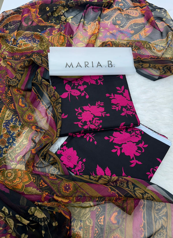 MARIA.B 3pc Lawn Collection with Chiffon Dupatta