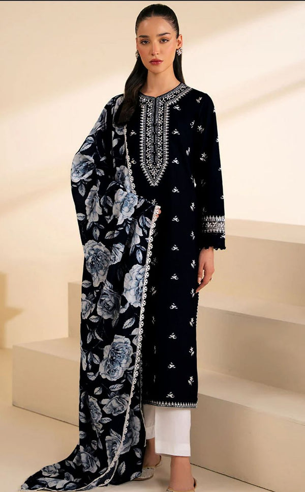 Jazmin Premium Dhanak 3PC Embroidered Winter Collection 2025 – Design 43