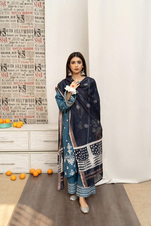 Jazmin Premium Dhanak 3PC Embroidered Winter Collection 2025 – Design 7