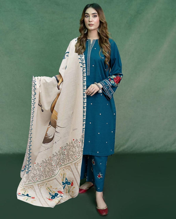 Jazmin Premium Dhanak 3PC Embroidered Winter Collection 2025 – Design 17