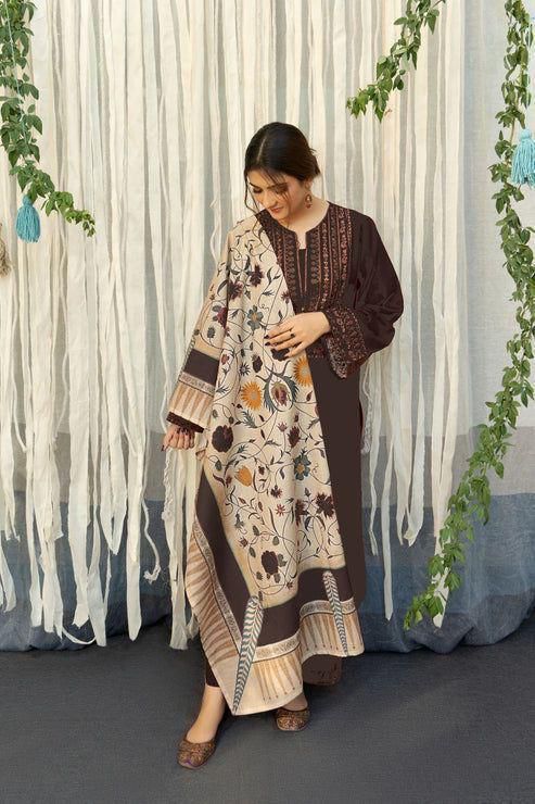 Jazmin Premium Dhanak 3PC Embroidered Winter Collection 2025 – Design 27