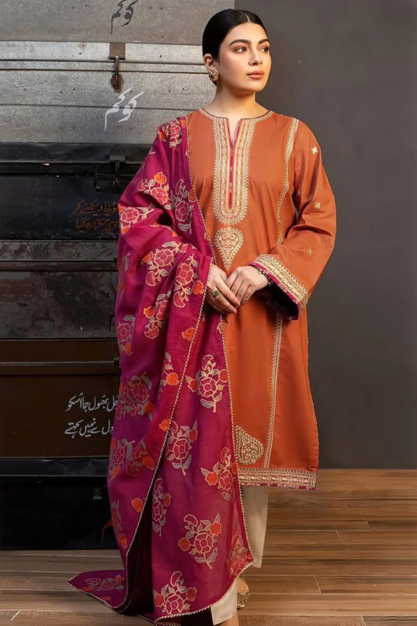 Jazmin Premium Dhanak 3PC Embroidered Winter Collection 2025 – Design 31