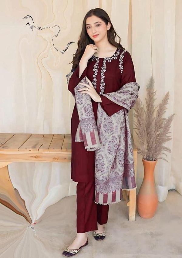 Jazmin Premium Dhanak 3PC Embroidered Winter Collection 2025 – Design 28